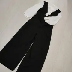 ユニクロ　ジャンプスーツ　黒　М　白ブラウス　セットアップ　セレモニー　入学式