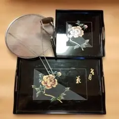 新品！輪島塗漆器 膳 扇面蒔絵 小判盆 小椋春政氏作 - メルカリ