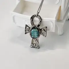 【アンク十字 】ネックレス　ターコイズモチーフ エジプト