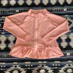 ピンク 長袖 ラッシュガード フリル付き110㎝