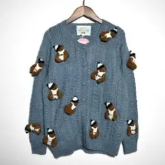 PINKHOUSE ピンクハウス くまモチーフ付き 手編みニット カーディガン