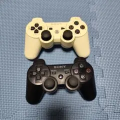 DualShock 3 コントローラー ホワイト ブラック セット(ジャンク品)
