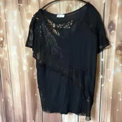 Three Hundred Thirty Days ブラックTシャツ レース