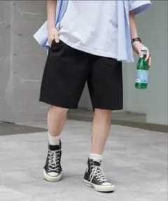 WEGO/リラックスイージーショーツ ブラック ショートパンツ ハーフパンツ Mのサムネイル