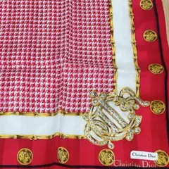 Christian Dior 千鳥柄　ハウンドトゥース柄　ロゴ　ハンカチ