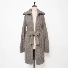 UNTITLED アルパカ混 ケーブルニットガウン グレー サイズ2*KD849