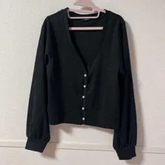 黒 シアーカーディガン ラメ