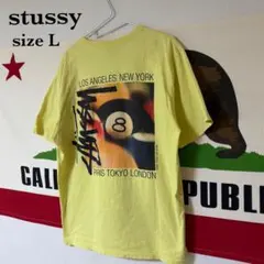 STUSSY 8ボール Tシャツ イエロー サイズ L スケート 古着