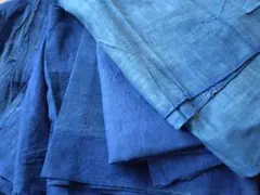 アンティーク古布 藍染木綿 生地ハギレまとめて 無地 ボロ襤褸リメイク素材