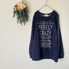 smiLook ニット / 長袖 薄手 ロゴ Lサイズ ネイビー 紺