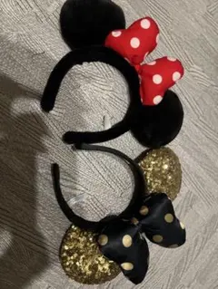 ミニーマウス風カチューシャ2個セット