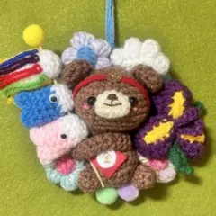 編みぐるみ♡ひまわり畑くまさんプレート飾り | Mercari