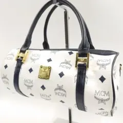 MCM ハンドバッグ 2way ショルダーバッグ ヴィセスト柄 レザー 白