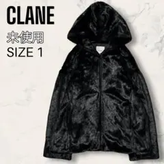 【未使用】 CLANE フード ファー コート ブラック エコファー