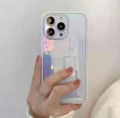 ☆オーロラケース☆iPhone14plus ケース ホログラム ホワイト