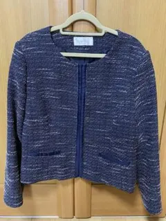 ノーカラーツイードジャケット ネイビー　セレモニー