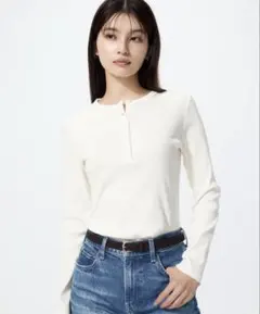 UNIQLO リブヘンリーネックT