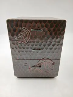 お値下げ【昭和レトロ 鎌倉彫風 小引き出し 3段 小物入れ 未使用保管品