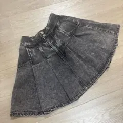 ラブトキシック　グレー デニム プリーツスカート フロントボタン付L160 美品