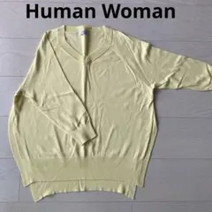 【Human Woman】ヒューマンウーマン　黄色　七部袖ニット