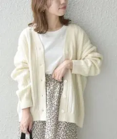 SHIPS any ヘリンボーン ニット Vネック カーディガン