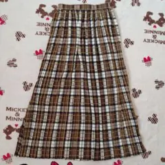 PAGEBOY ページボーイ ブラウン系チェック プリーツロングスカート フリー