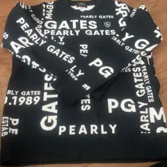 超美品！PEARLY GATES ロゴセーター 総柄 ブラック サイズ1