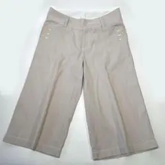 【古着】ロペピクニック　キュロット　ガウチョパンツ　ストライプ　S ベージュ　綿