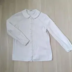 【familiar】 丸襟付きホワイト長袖ブラウス