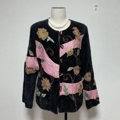 インディゴムーン レトロ感 VINTAGE風 フラワー 花 上着 ピンク レア