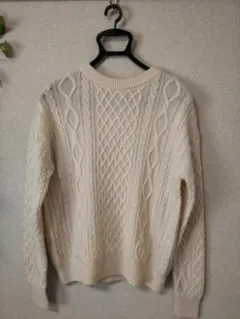 【無印良品】ウール100％ ケーブルニットセーター 　L