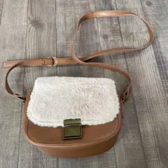 axes femmeファーフラップ ショルダーバッグ ブラウン