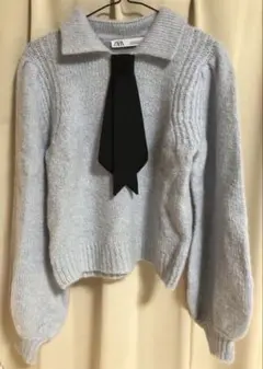 ZARA ニット　セーター　水色　light blue フリー