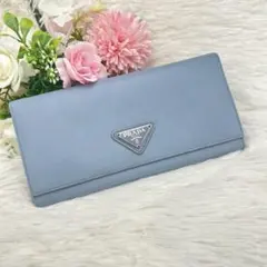 PRADA 長財布 サフィアーノレザー ブルー - メルカリ