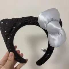 （USJ）ハローキティ　スパンコール　カチューシャ　ユニバ　ブラック