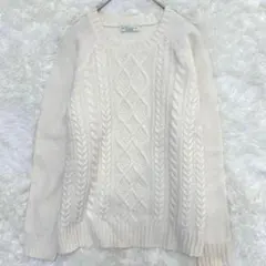 アースミュージック&エコロジー ケーブル編みニット アイボリー F ゆったり