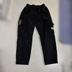M カーゴパンツ 裏フリース　ブラック　黒　イージーパンツ　ゴム　パンツ