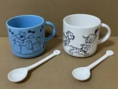 レトロ　陶器　ディズニー　101匹わんちゃん マグカップ＆スプーン　2個セット