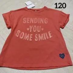 【新品】　女の子トップス　120 オレンジ 夏服 半袖