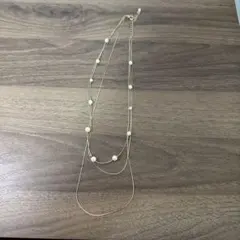 ゴールド パール付きロングネックレス