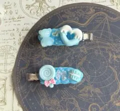 前髪クリップ ハンドメイド ホイップデコ 【青】<11>