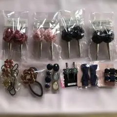 花モチーフヘアクリップセット12点