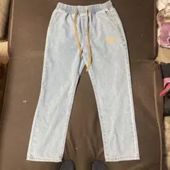 ライトブルー イージーパンツ ドローストリング付き