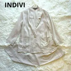INDIVI インディヴィ リネン混 セットアップ パンツスーツ 38ベージュのサムネイル
