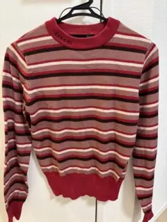 KANGOL 長袖セーター 赤ピンクストライプ