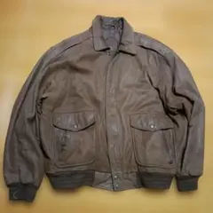 90s Ａ-2 レザージャケット 本革 ブラウン オーバーサイズ ボンバー　羊革