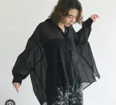 coca 長袖シアーシャツ ブラウス ブラック Mのサムネイル