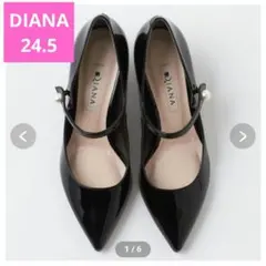 DIANA パール　ストラップパンプス　 メリージェーン　24.5　ブラック
