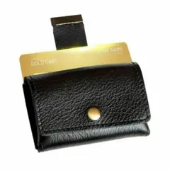 新品 本革 メンズ 小銭入れ 二つ折り 京極匠工房 牛革 オイルレザー ブラック