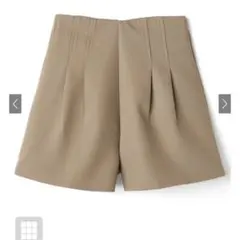 ハイウエストタックショートパンツ　ベージュ[at1647]